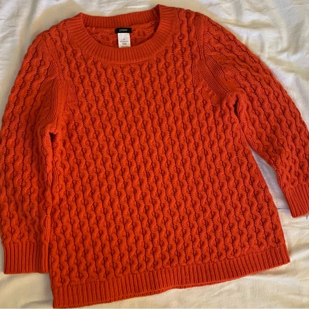 J. Crew Vibrant Orange Textured Sweater